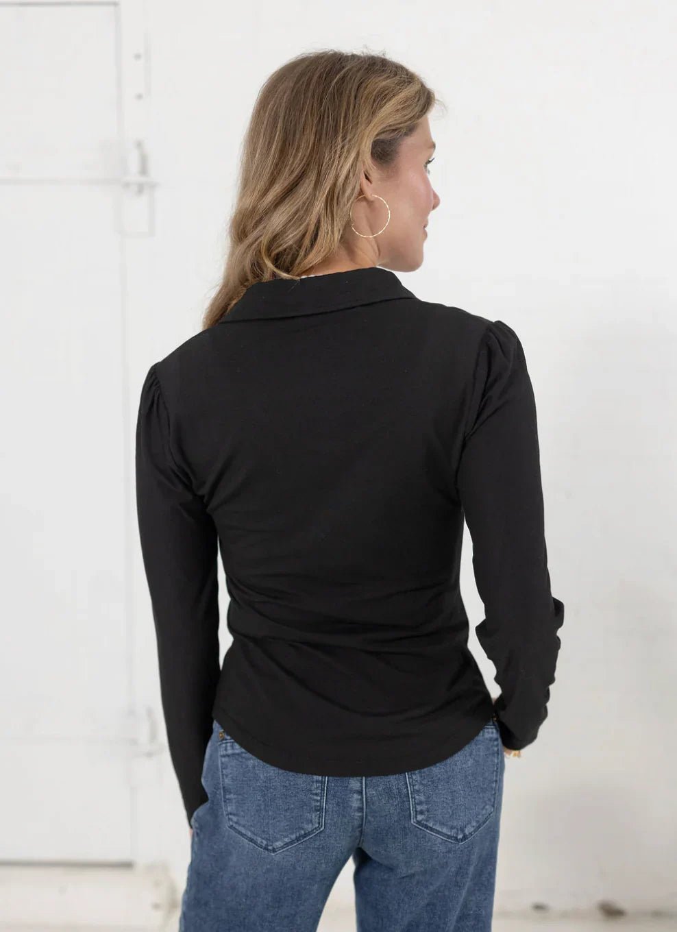 Mac And Me Ruched Placket Long Sleeve Top - Mainstream Boutique
