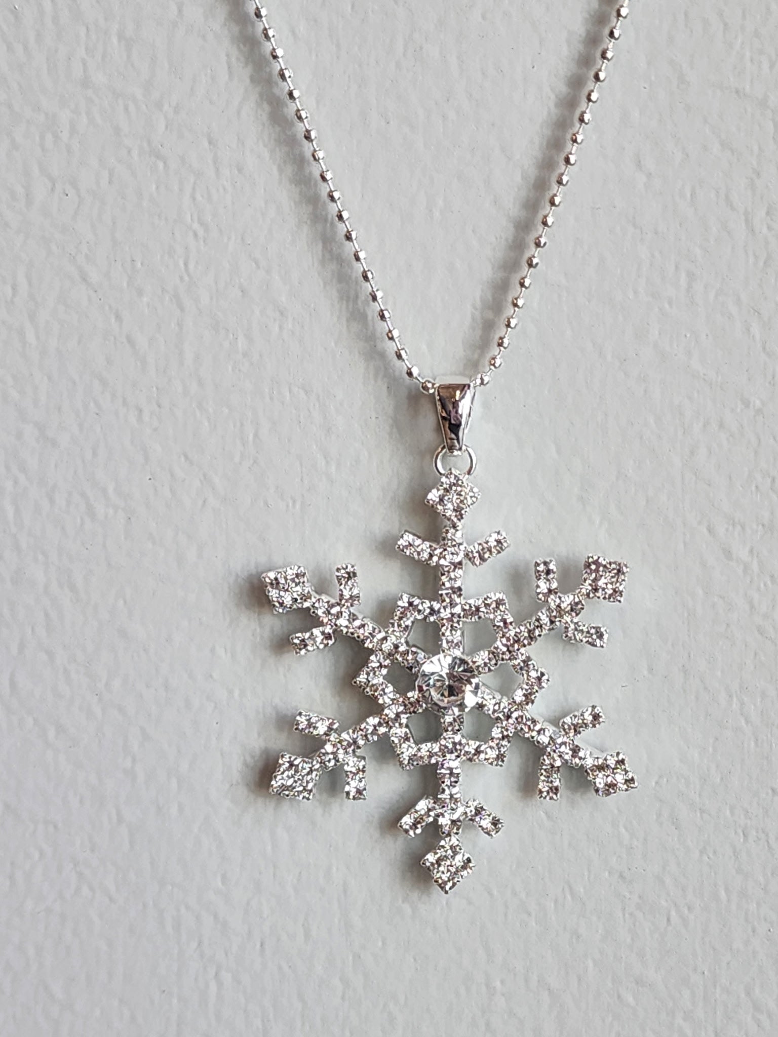 Silver Crystal Snowflake Set With Ball Chain - Mainstream Boutique