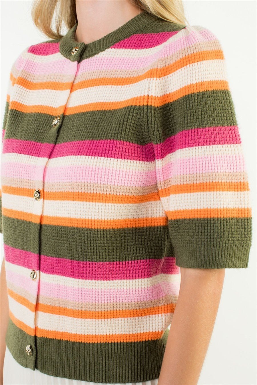 Short Sleeve Multi Color Knit Top - Mainstream Boutique