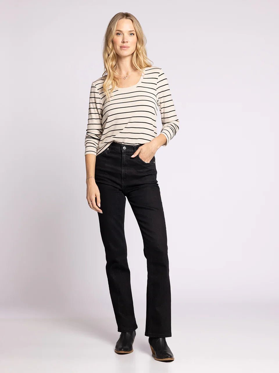 Thread & Supply Lauren Top - Birch/Black - Mainstream Boutique