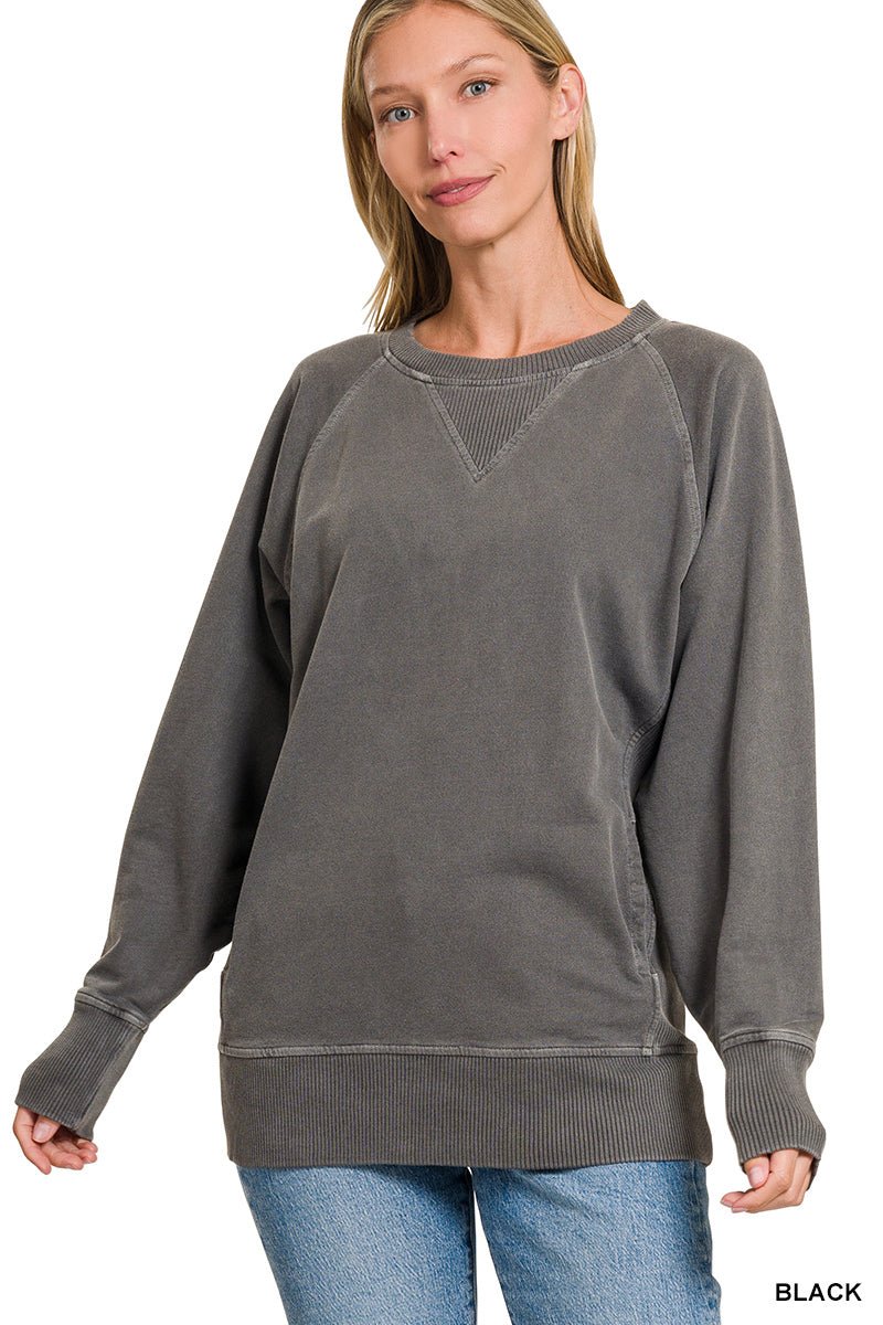 French Terry Pullover With Pockets - Mainstream Boutique