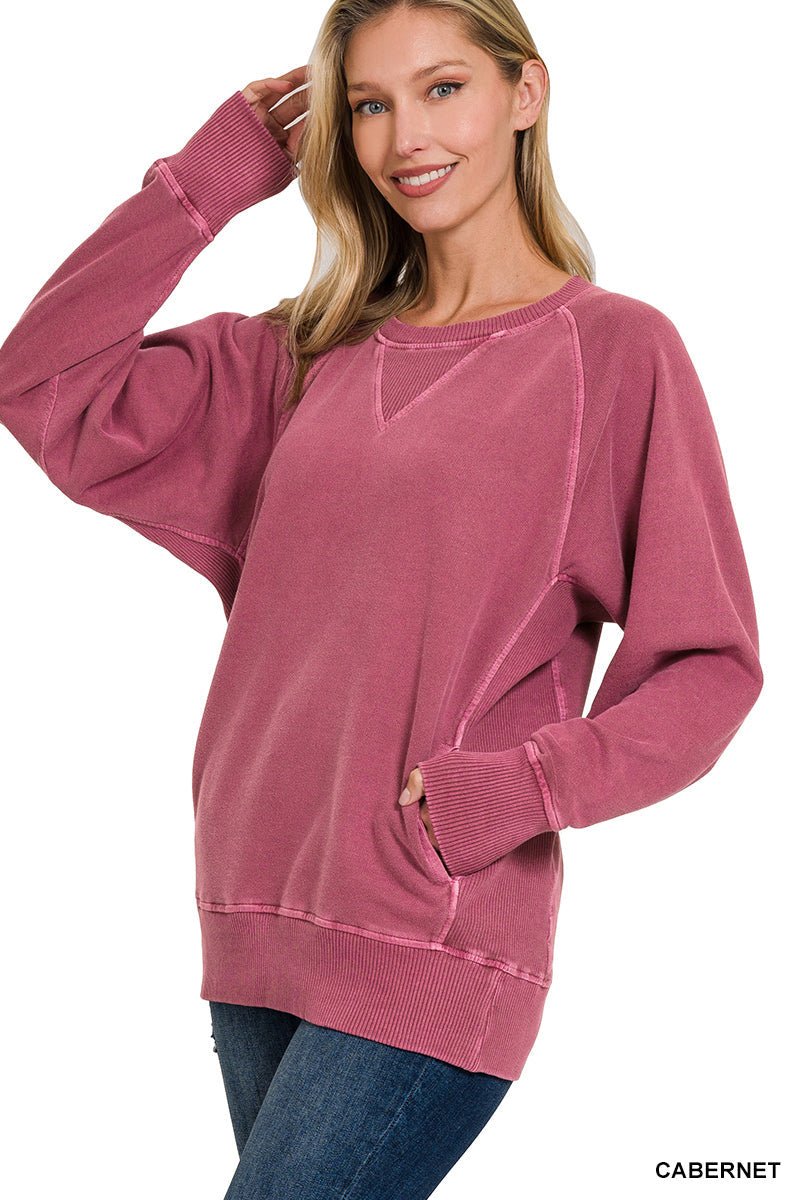French Terry Pullover With Pockets - Mainstream Boutique