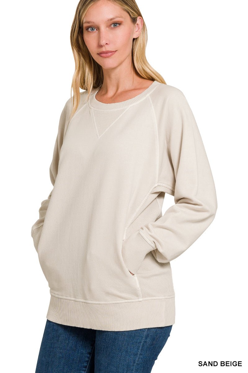French Terry Pullover With Pockets - Mainstream Boutique