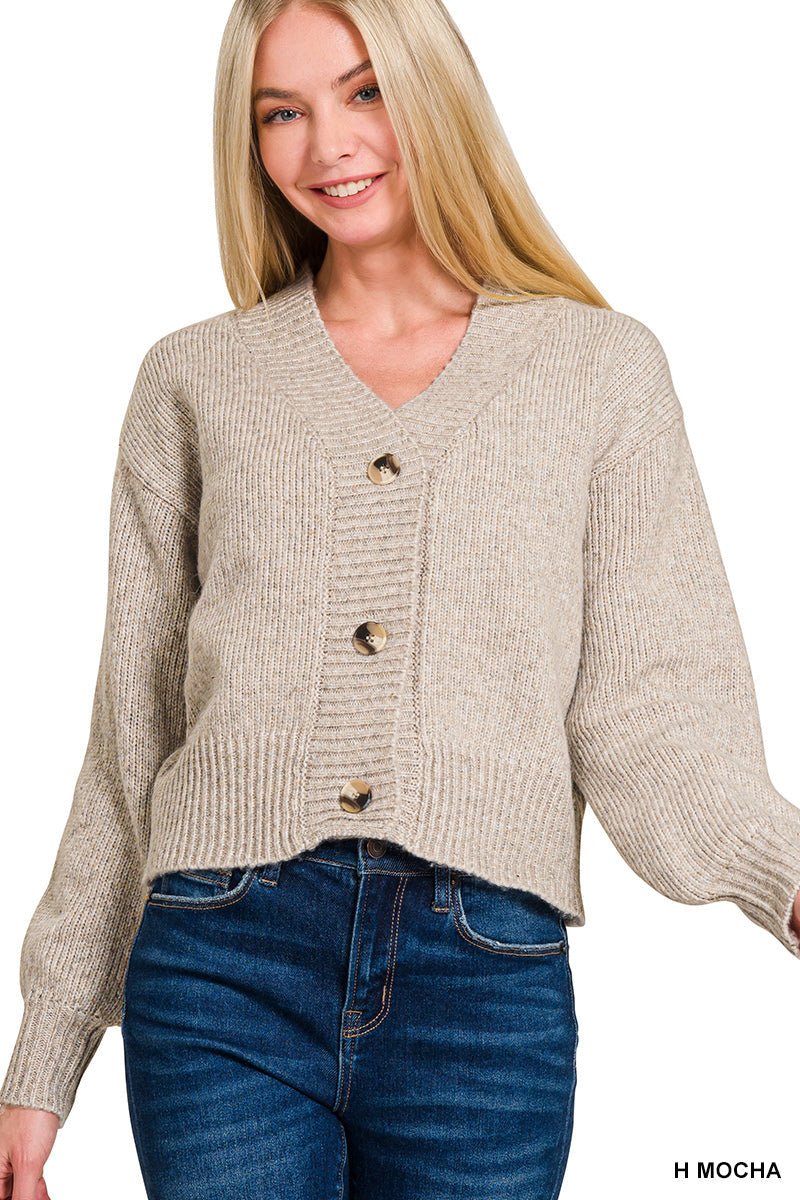 Melange Button Front Sweater Cardigan - Mainstream Boutique
