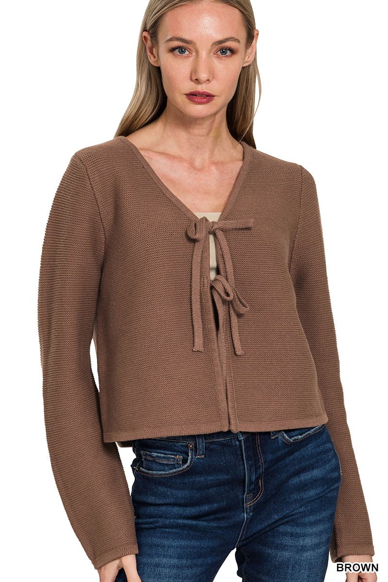 Tie Front Sweater Cardigan - Mainstream Boutique