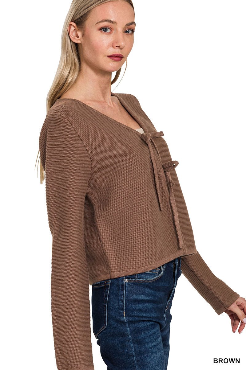 Tie Front Sweater Cardigan - Mainstream Boutique