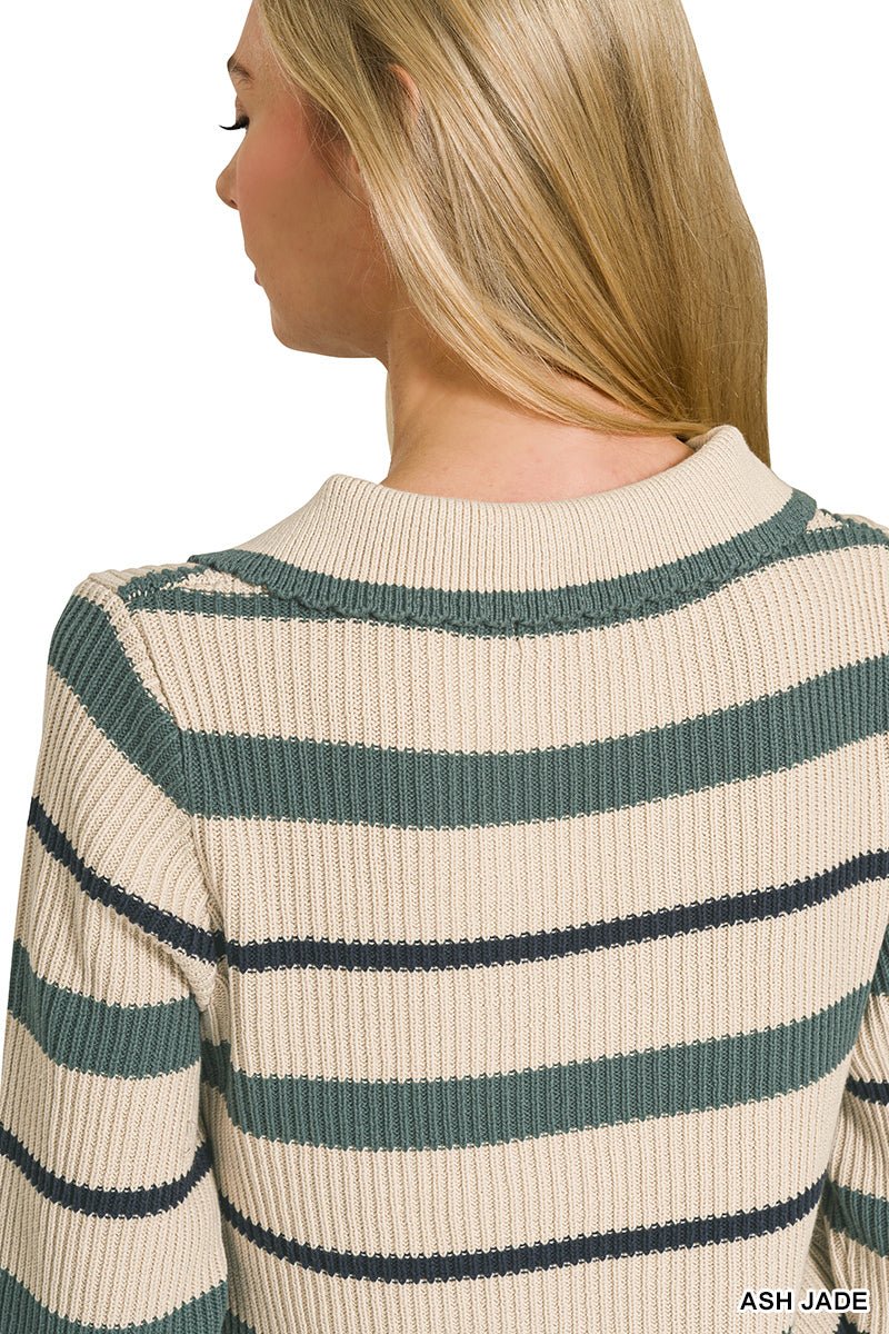 Striped Collared Sweater - Mainstream Boutique