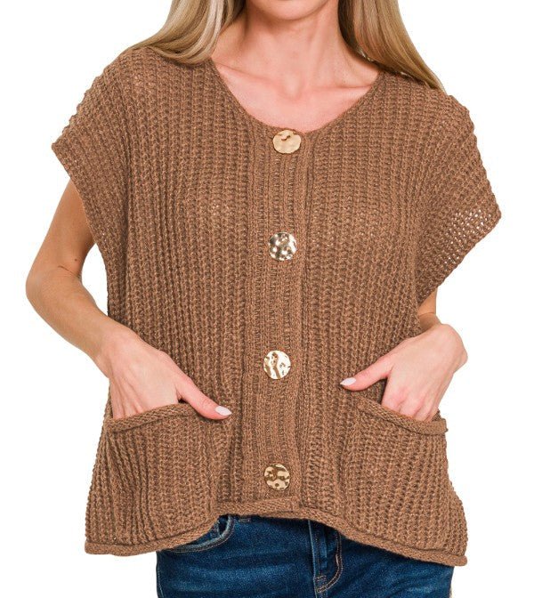 Buttoned Bliss Sweater Vest - Mainstream Boutique