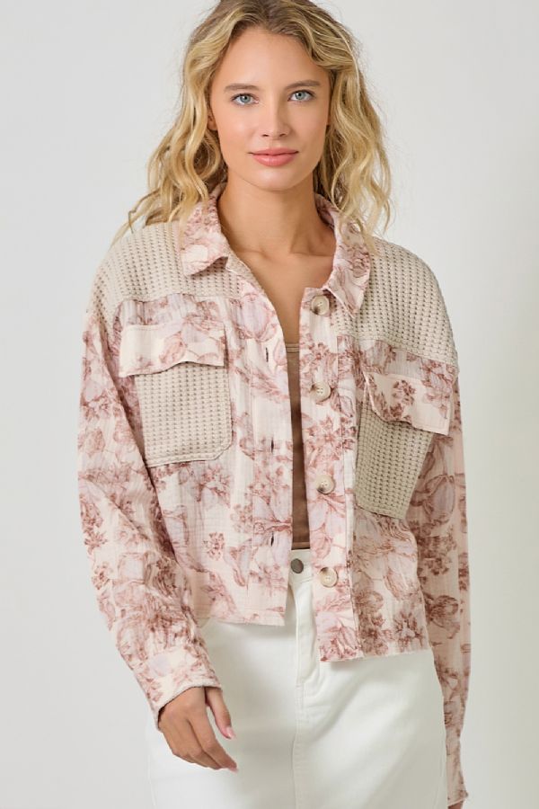 Mixed Media Floral Jacket - Mainstream Boutique