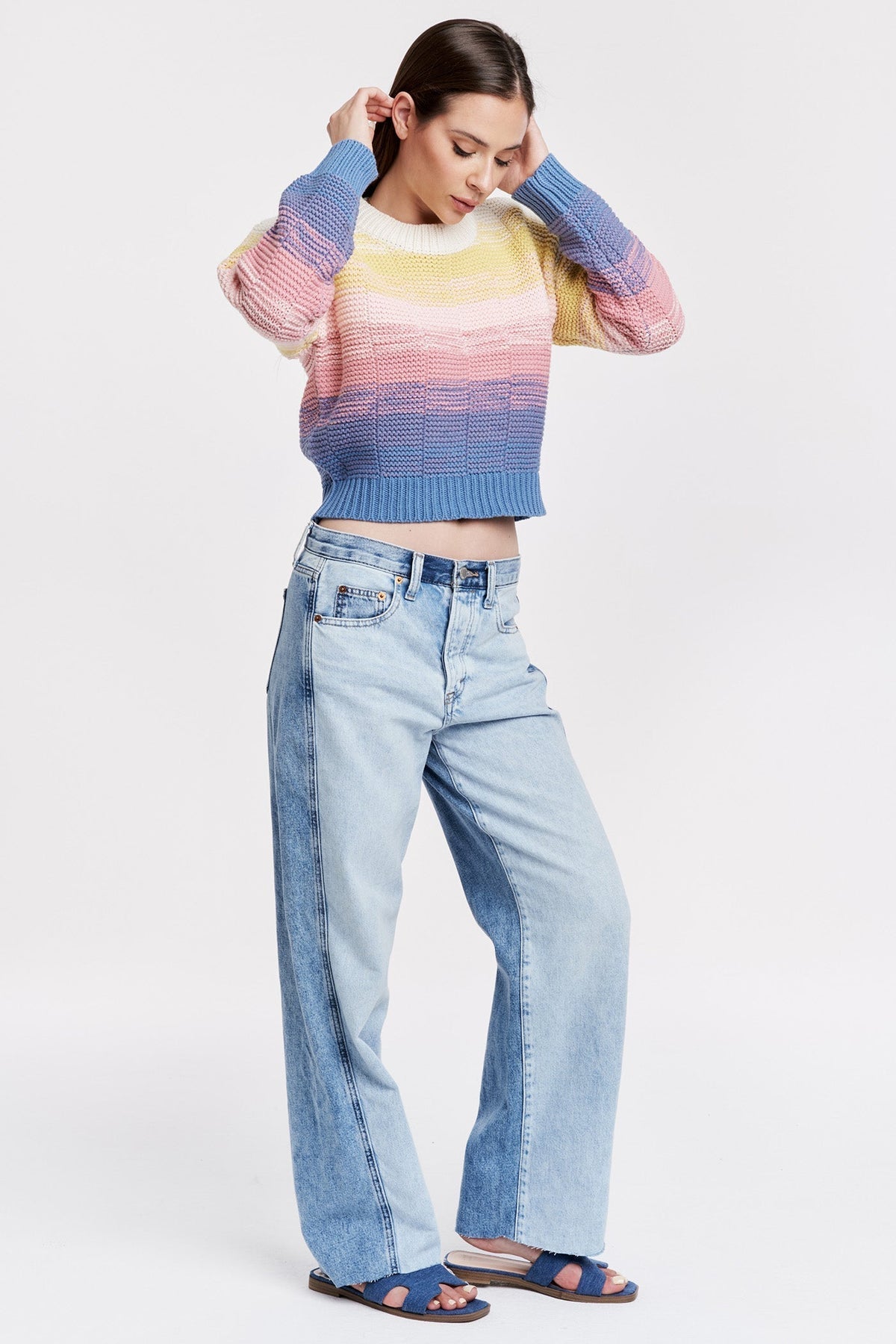 Another Love Jaycee Ombre LS Crochet Sweater - Sunrise Melange - Mainstream Boutique