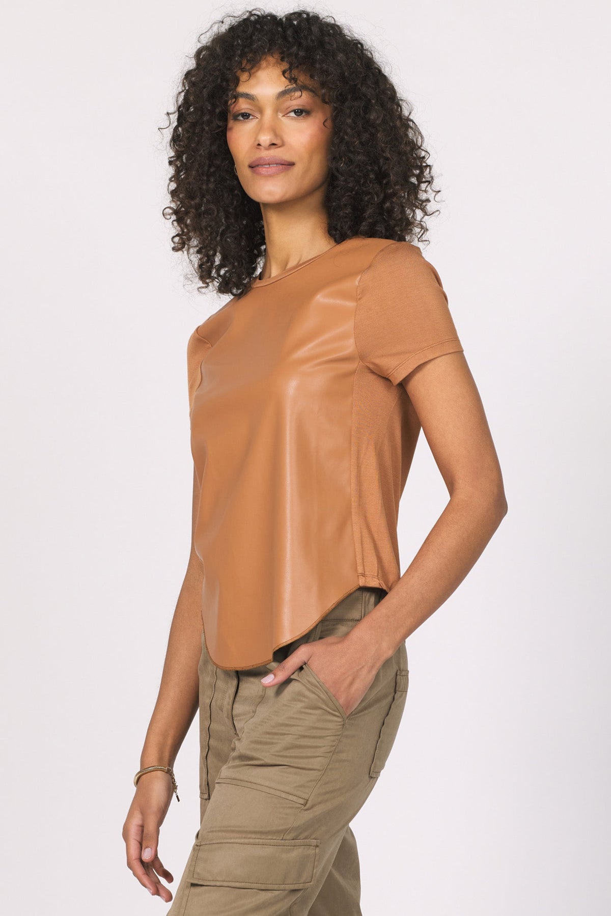 Another Love Elaina Vegan Leather Top - Brown Sugar - Mainstream Boutique