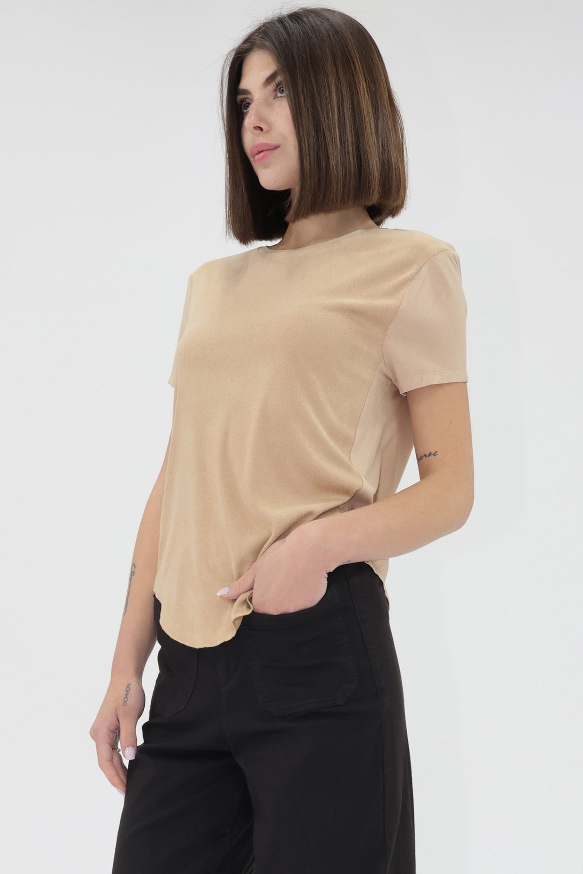 Another Love Elaina Suede Top - Oatmeal Cookie - Mainstream Boutique