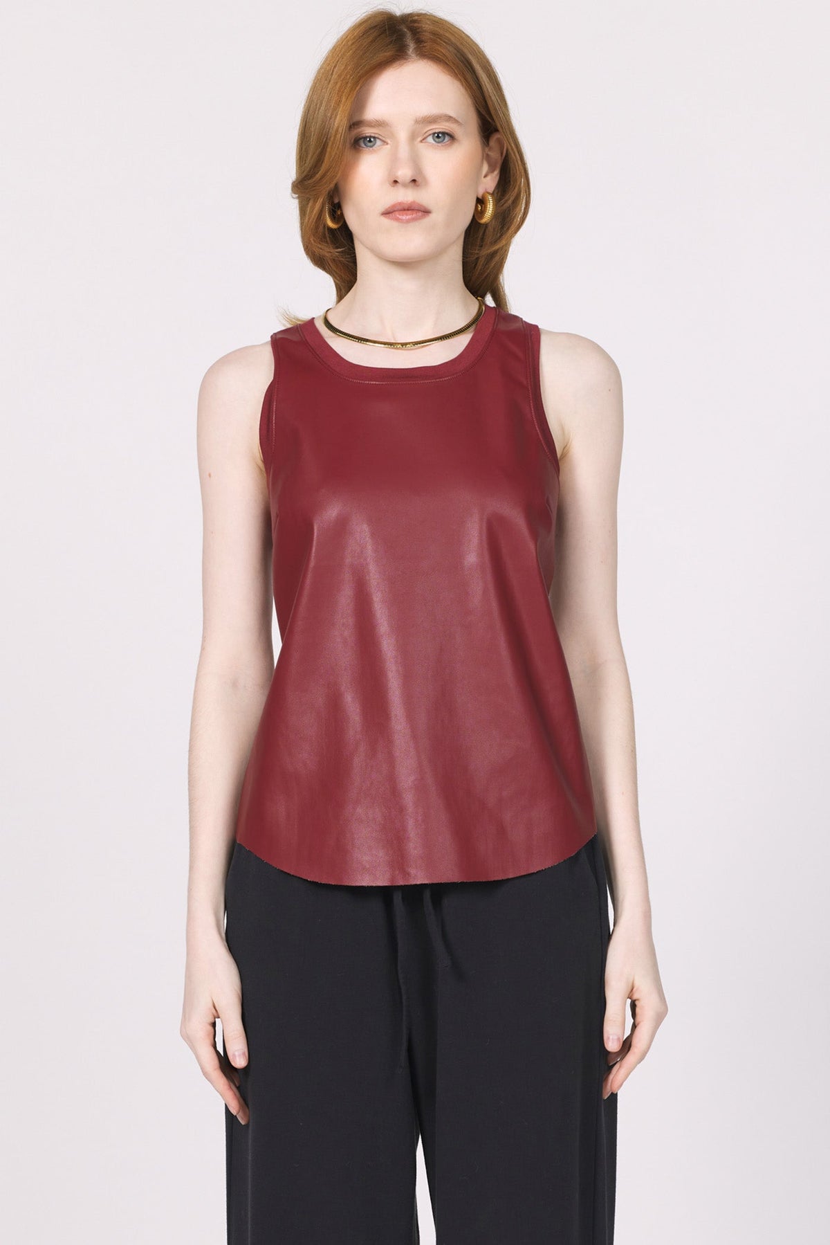Another Love Carmela Vegan Leather Tank - Bordeaux - Mainstream Boutique