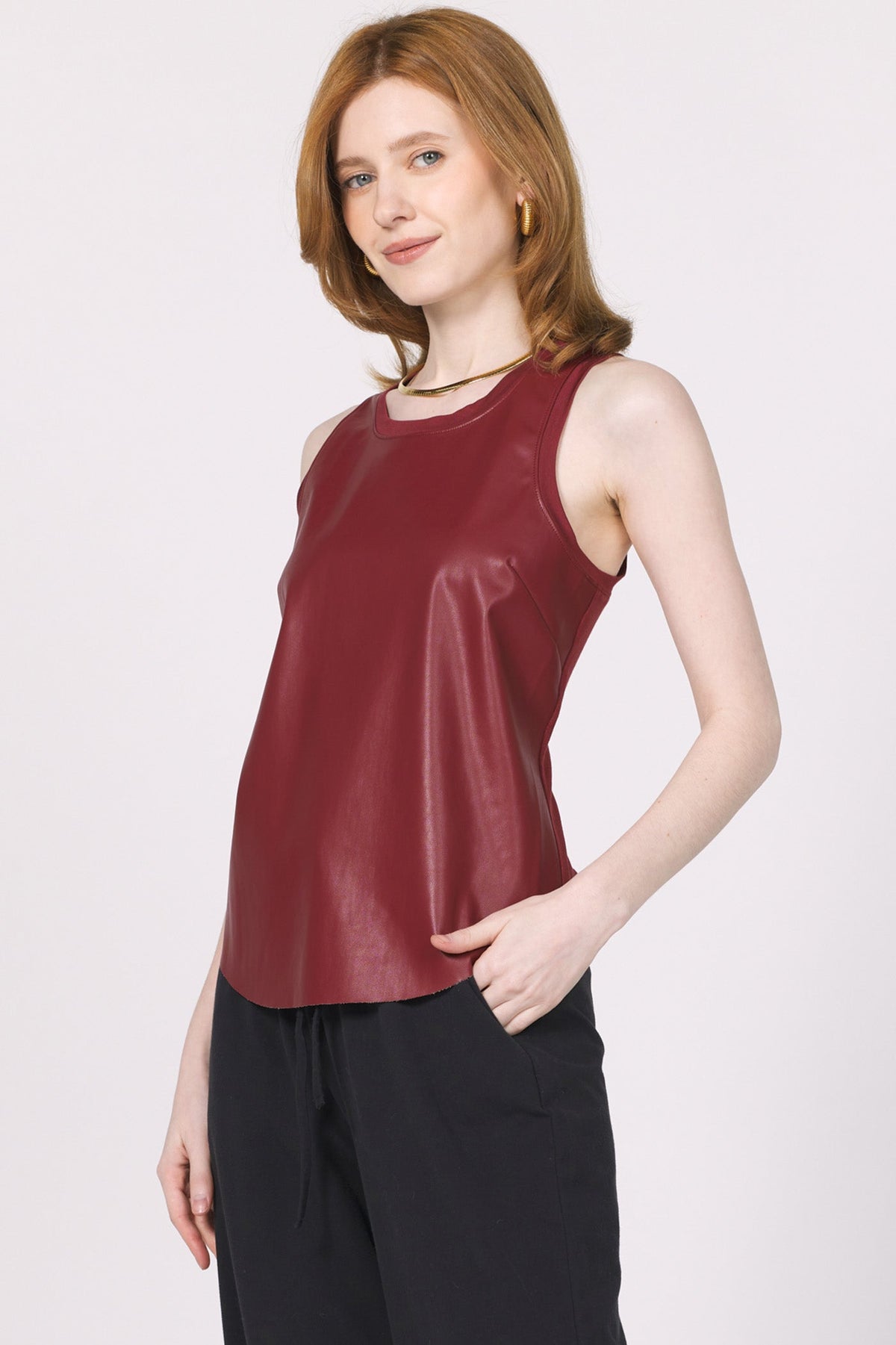 Another Love Carmela Vegan Leather Tank - Bordeaux - Mainstream Boutique