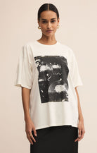 Women's Off White top with black graphic