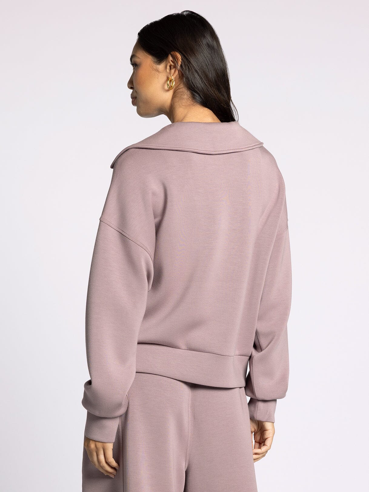 Scuba Collared Sweatshirt With Kangaroo Pocket - Mainstream Boutique