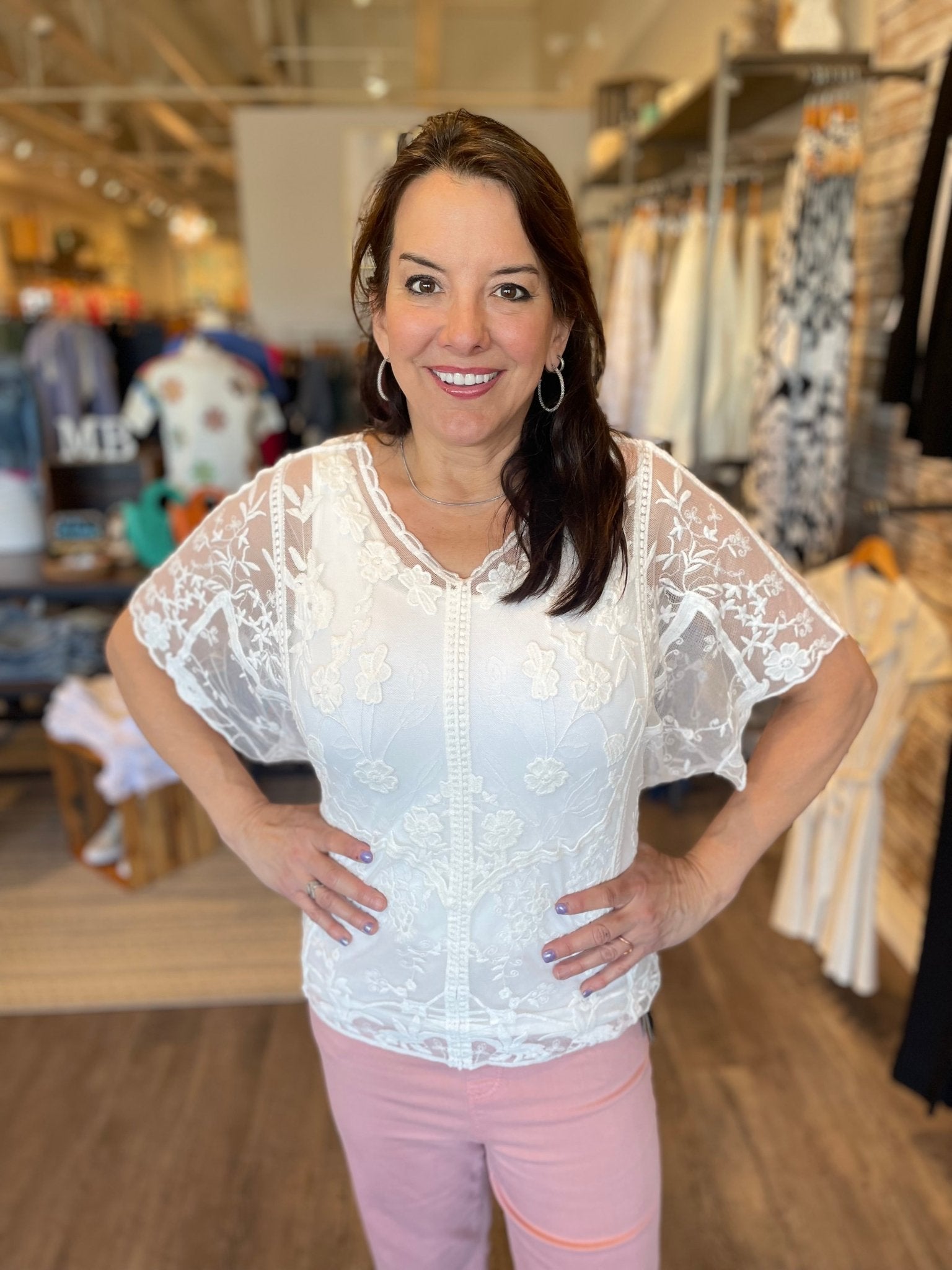 Embroidered Mesh Blouse - Mainstream Boutique