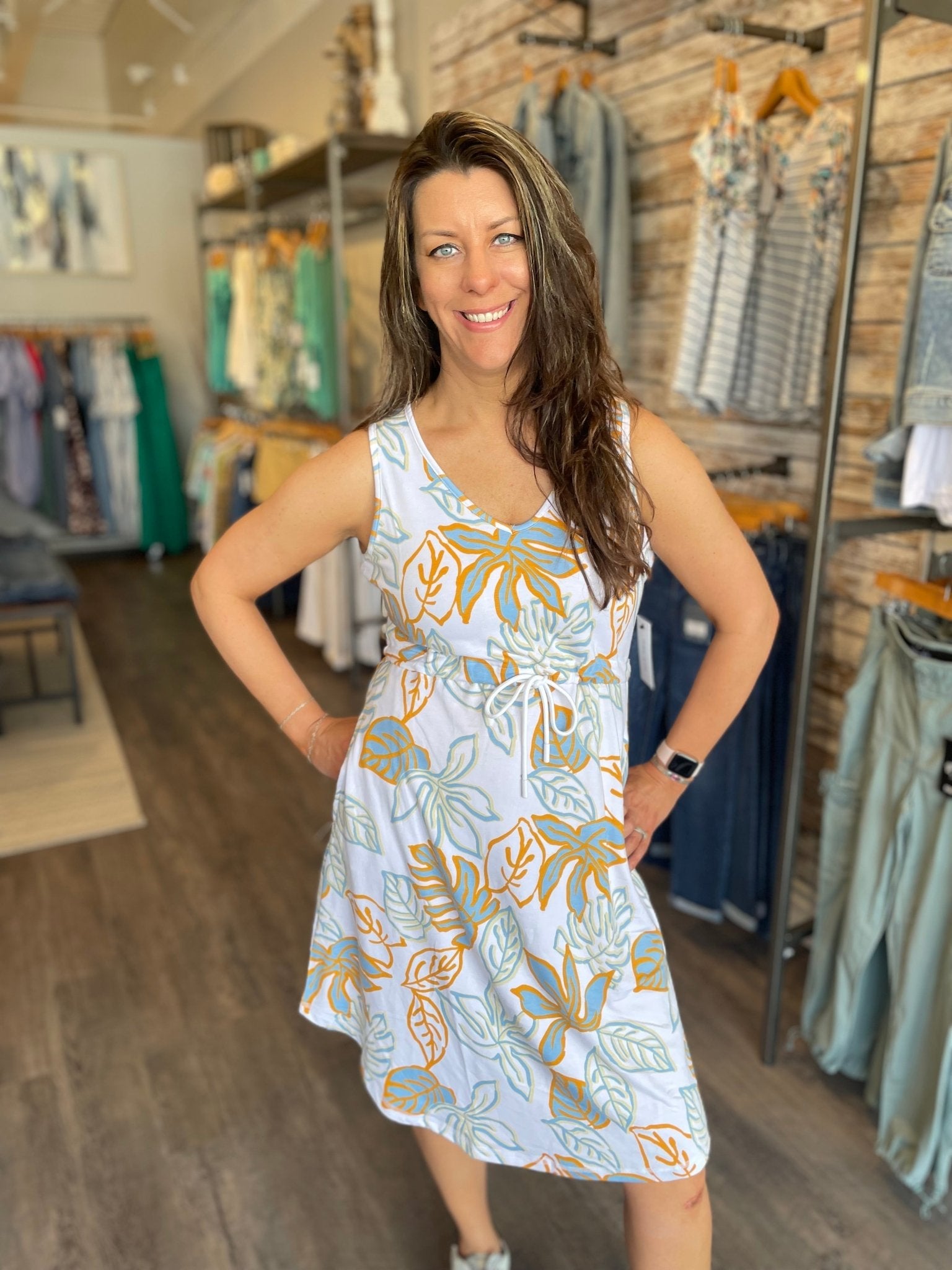 Knit Dress W/Drawstring - Mainstream Boutique