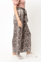 Satin Flowy Pants W/ Smock Waist - Mainstream Boutique