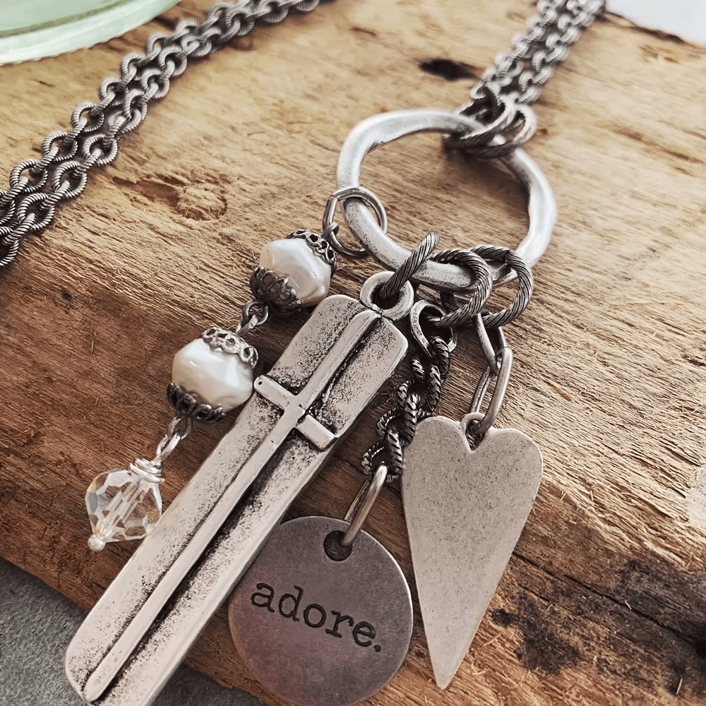 Cross & Heart Cluster Necklace - Mainstream Boutique