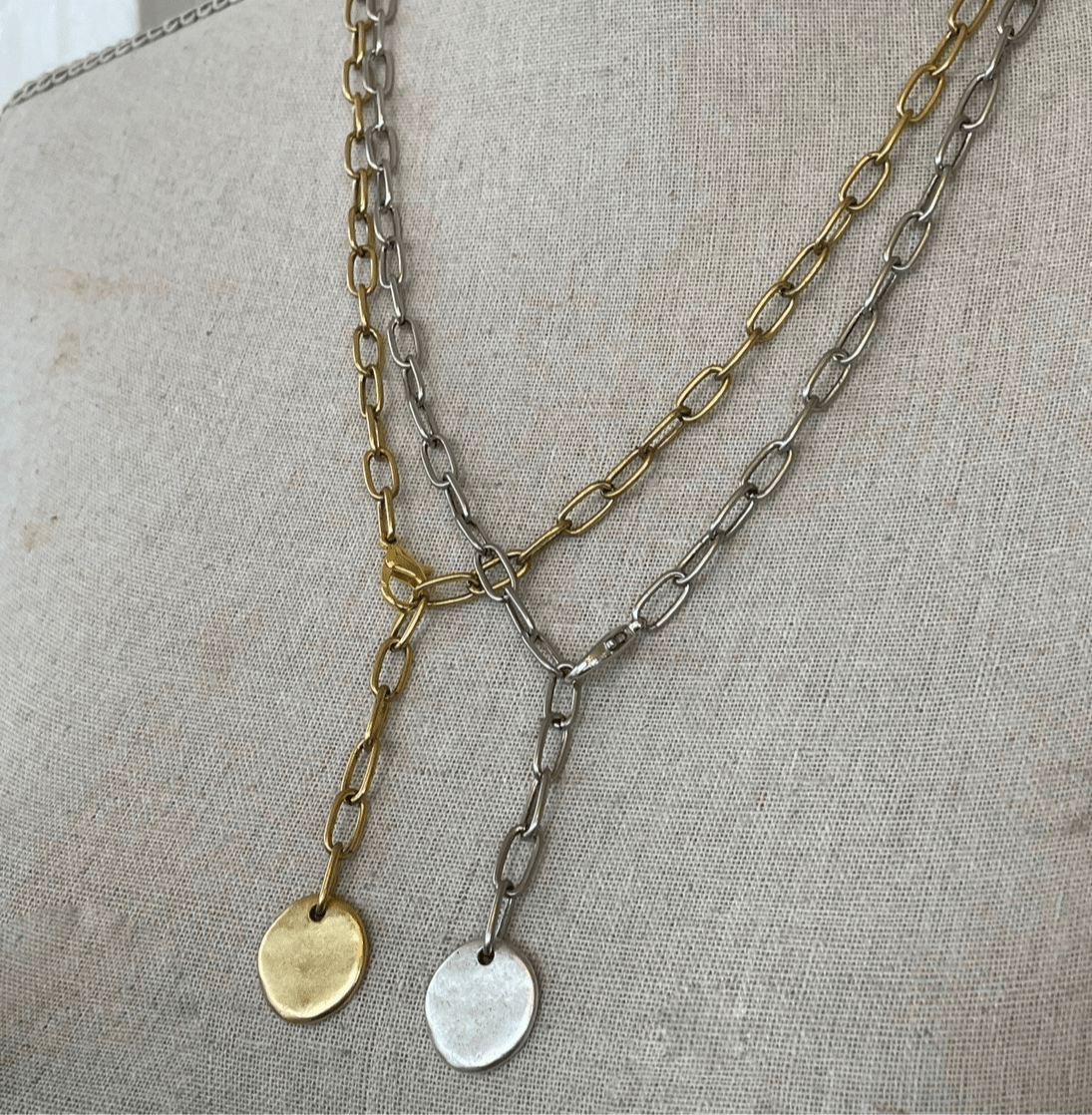 Hammered Circle Lariat Necklace - Mainstream Boutique