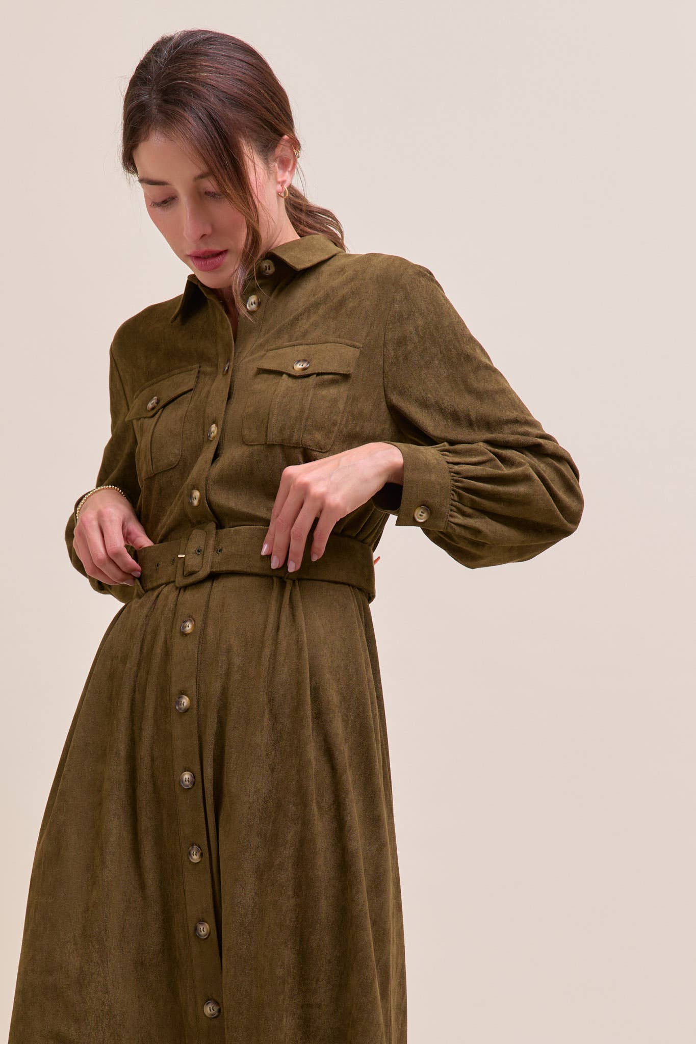SUEDE SHIRT DRESS MDR4290 - Mainstream Boutique