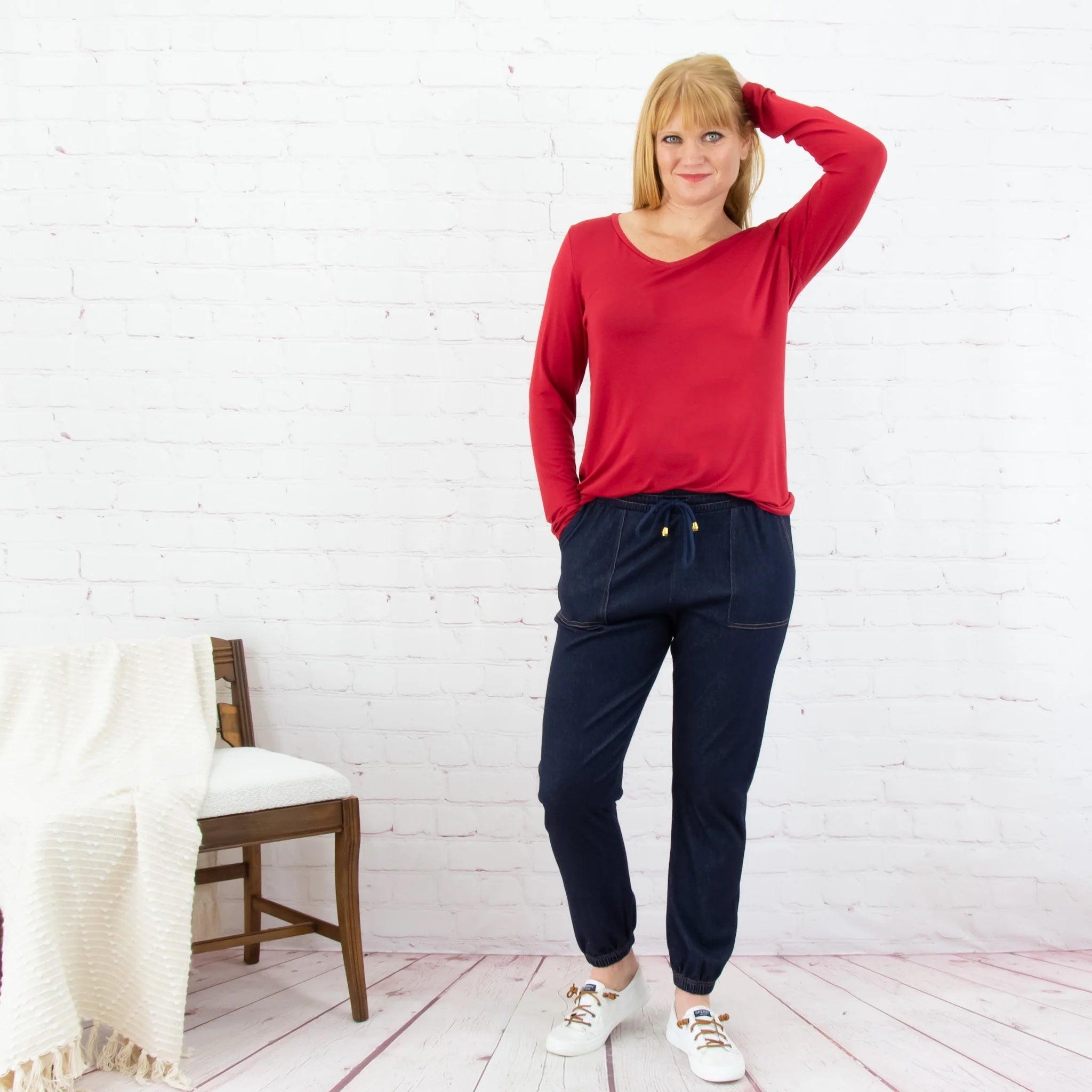 Garnet V Neck Straight Hem Tee - Mainstream Boutique