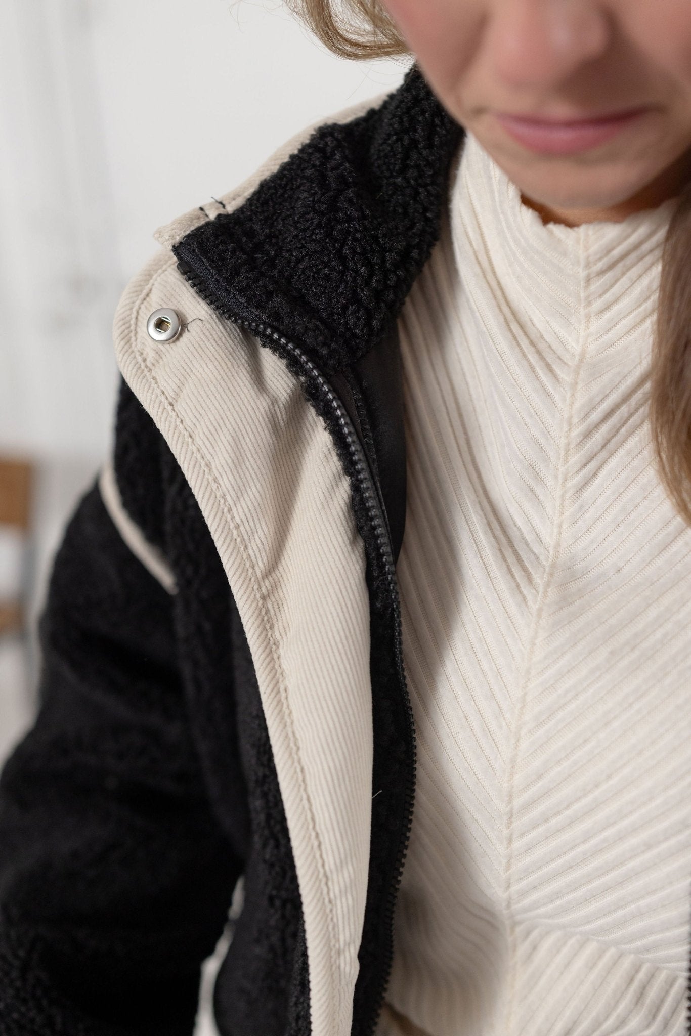 Sherpa Bomber Jacket With Contrast Trim - Mainstream Boutique