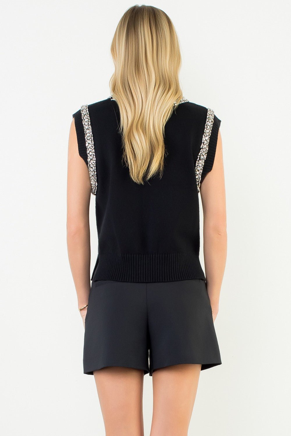 Sleeveless Knit Top W/ Bling - Mainstream Boutique