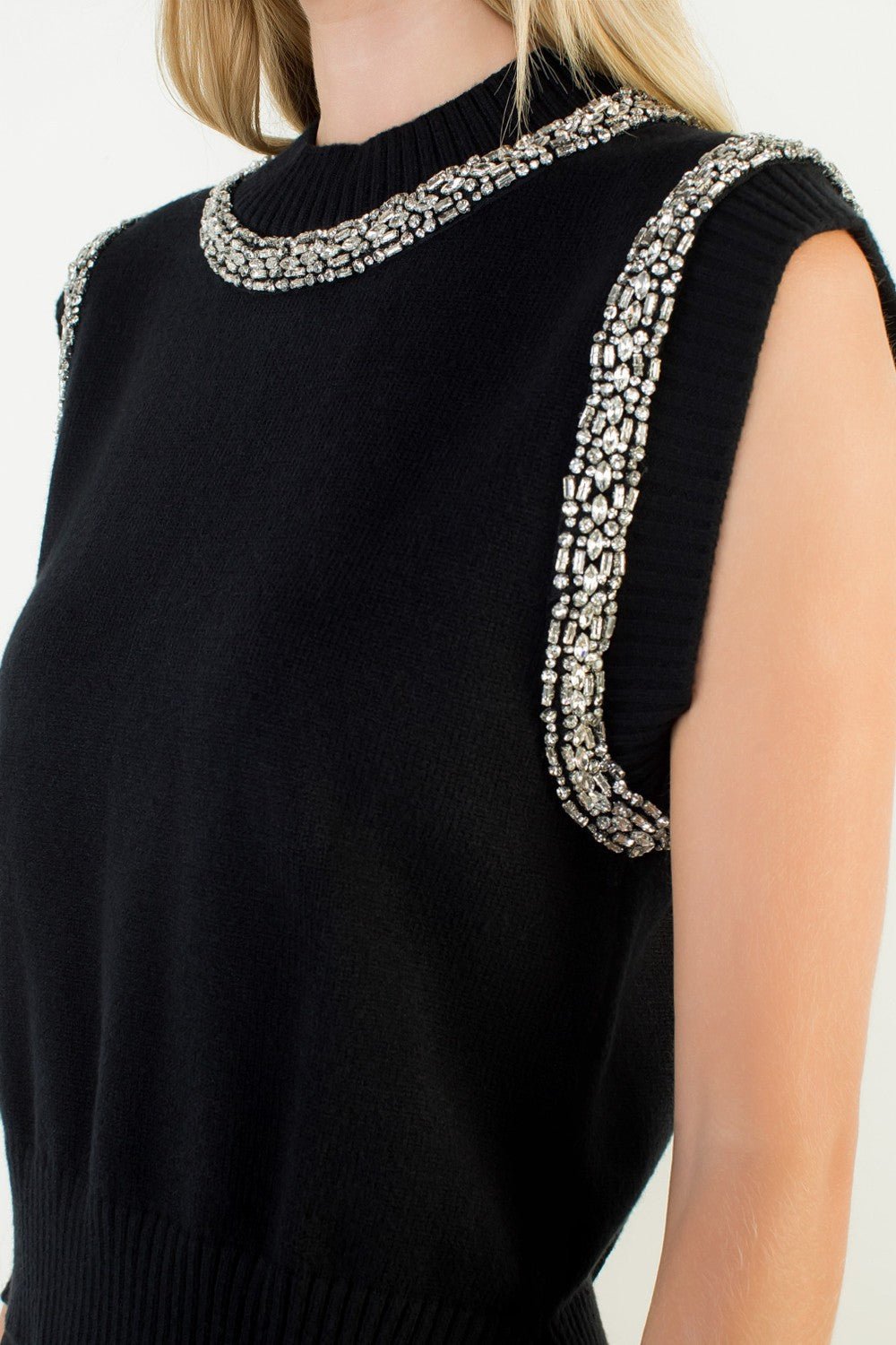 Sleeveless Knit Top W/ Bling - Mainstream Boutique