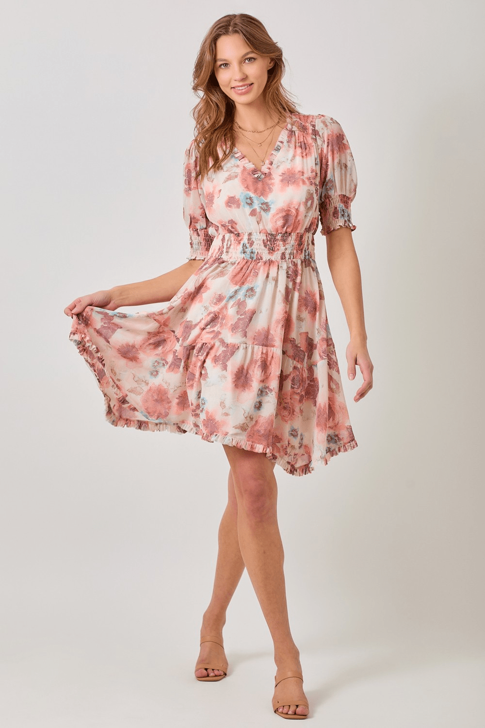 Ruffle Detail Floral Dress - Mainstream Boutique
