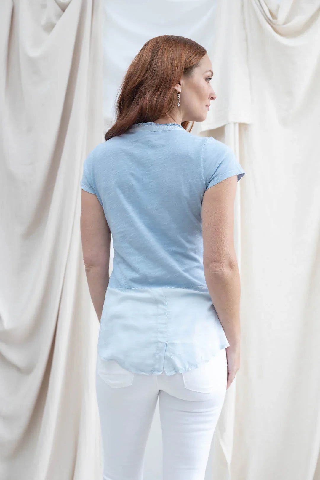 Button Detail V - Neck Top - Mainstream Boutique