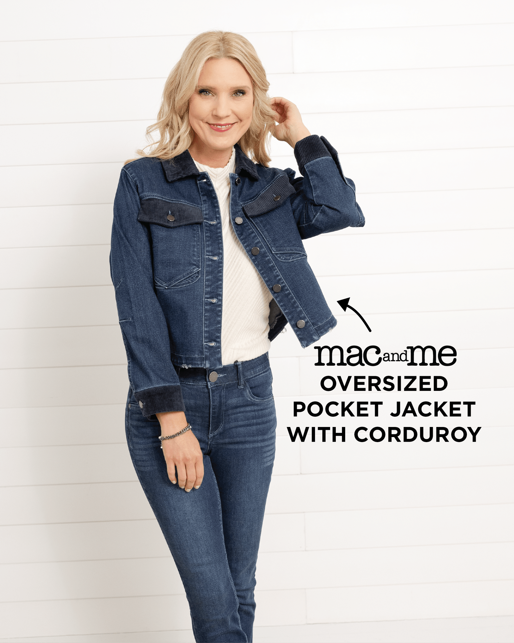 Mac And Me Oversized Pocket Jacket W/ Corduroy - Mainstream Boutique