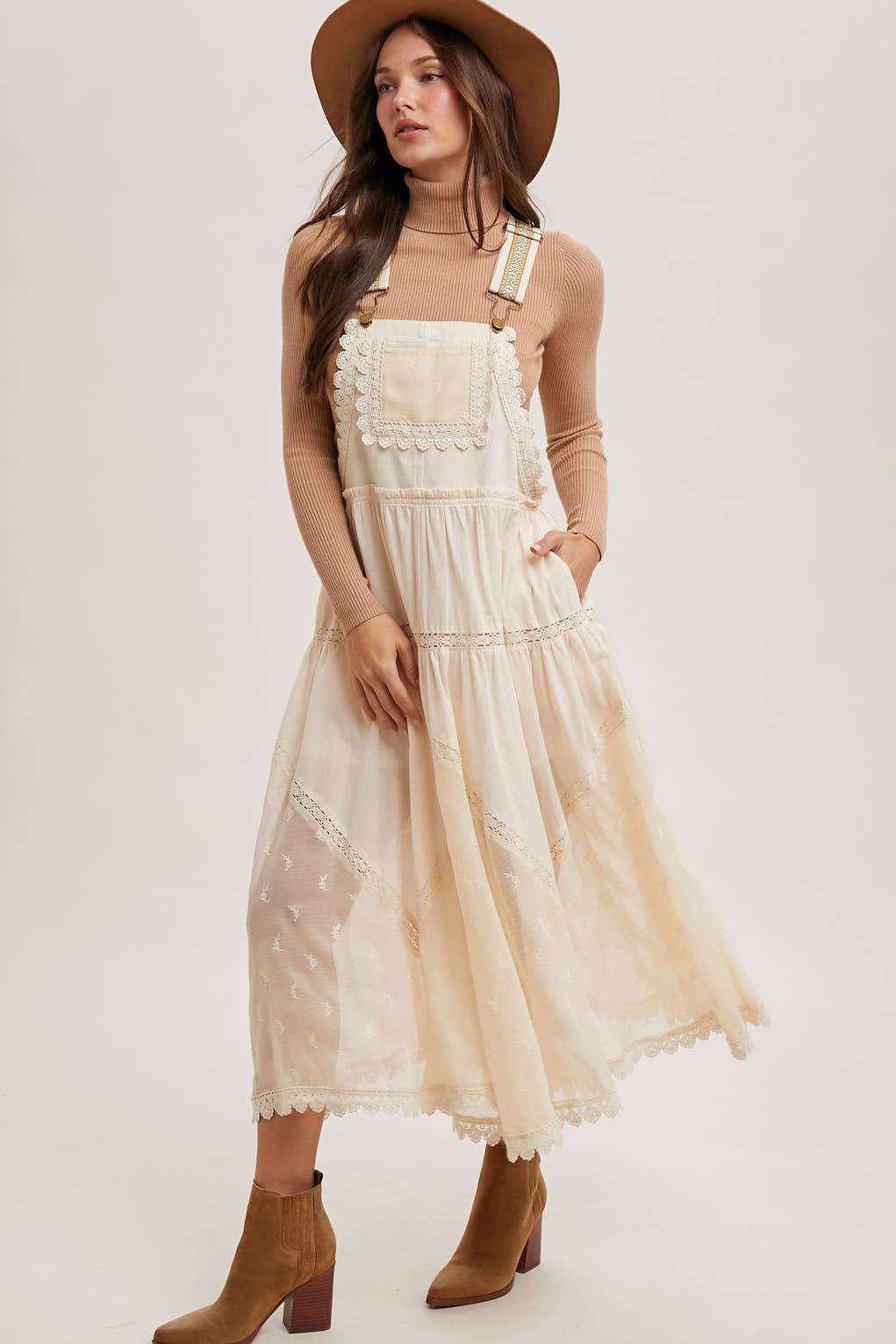 LACE EMBROIDERED TULLE BIB MAXI DRESS - Mainstream Boutique