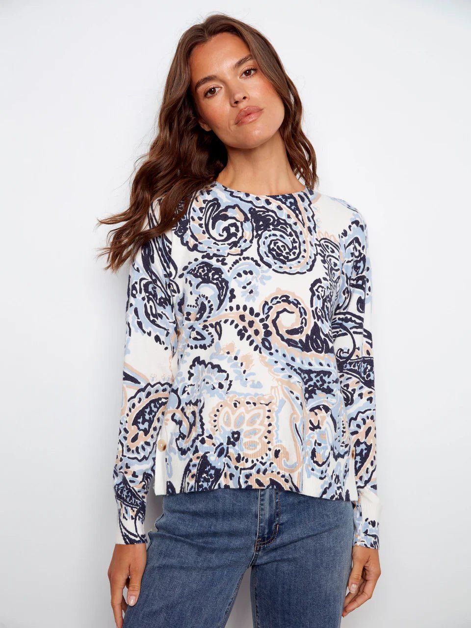 Charlie B Sweater With Side Buttons - Mainstream Boutique