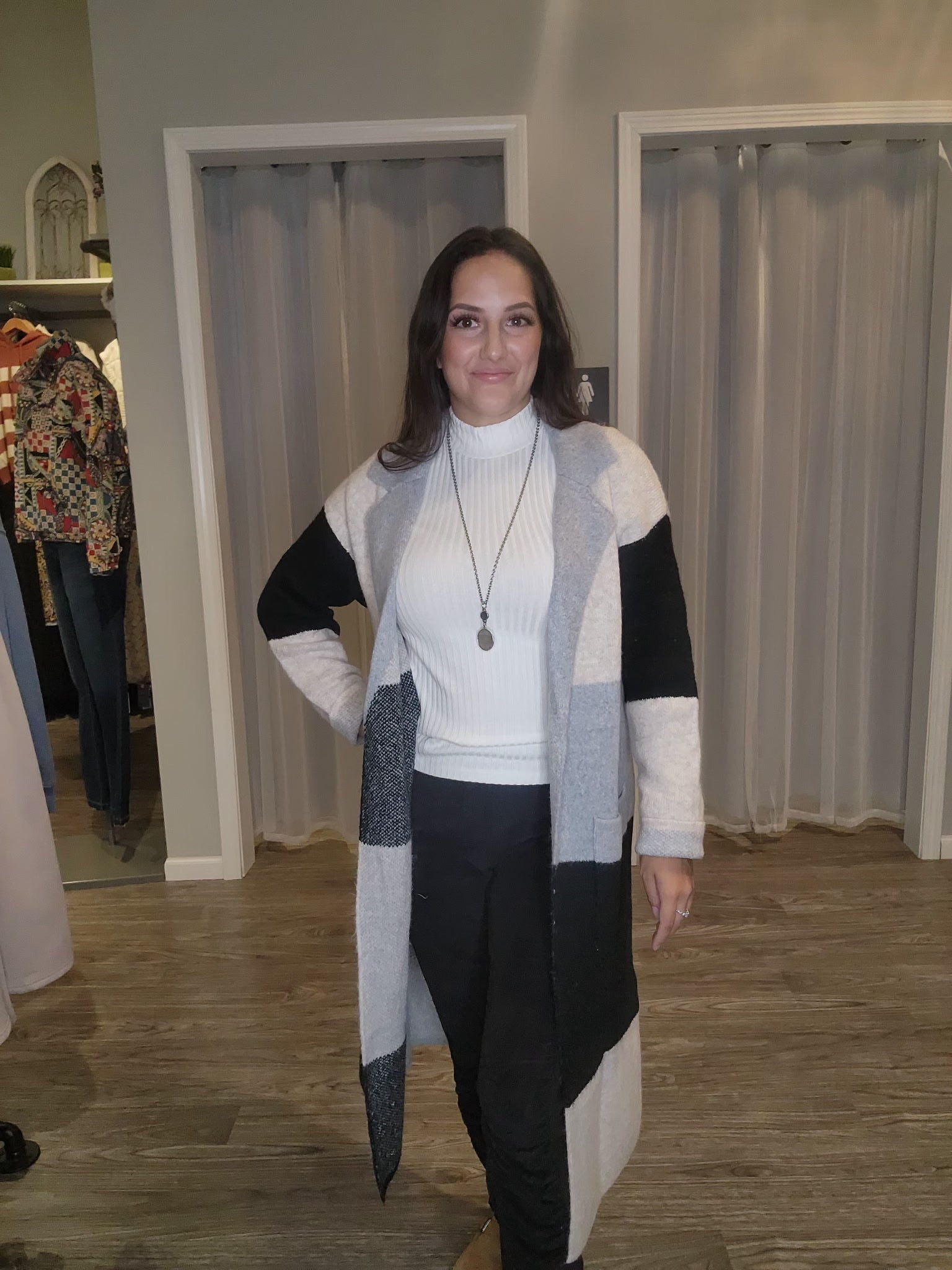 Color Block Coatigan With Pockets - Mainstream Boutique