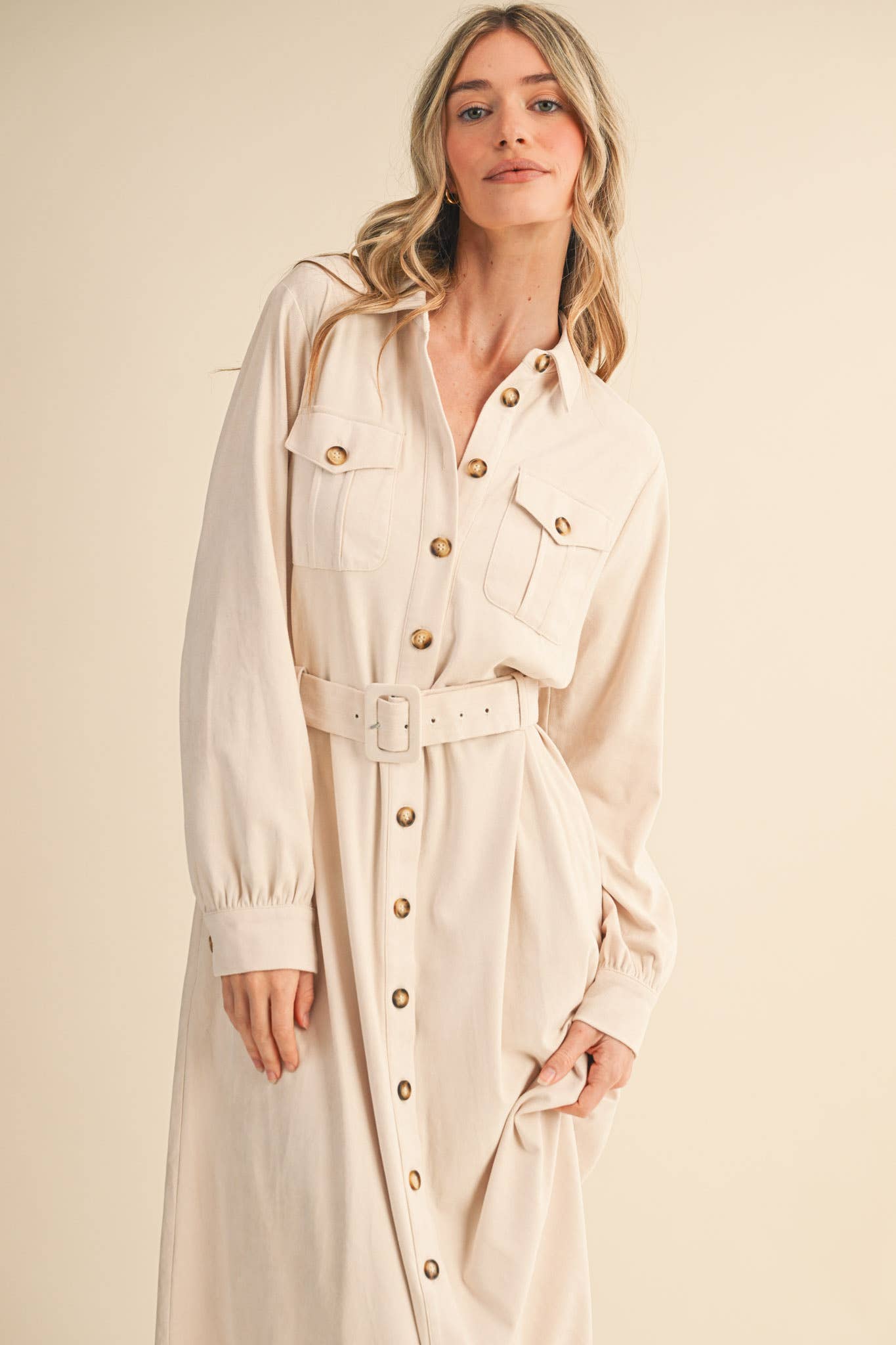 SUEDE SHIRT DRESS MDR4290 - Mainstream Boutique