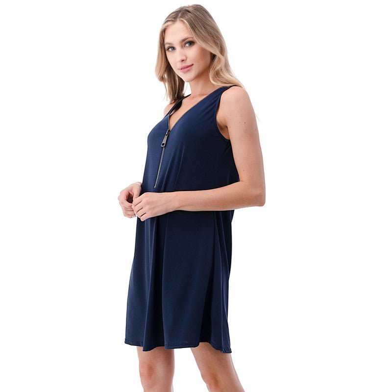 BIG ZIPPER SLEEVELESS DRESS - Mainstream Boutique