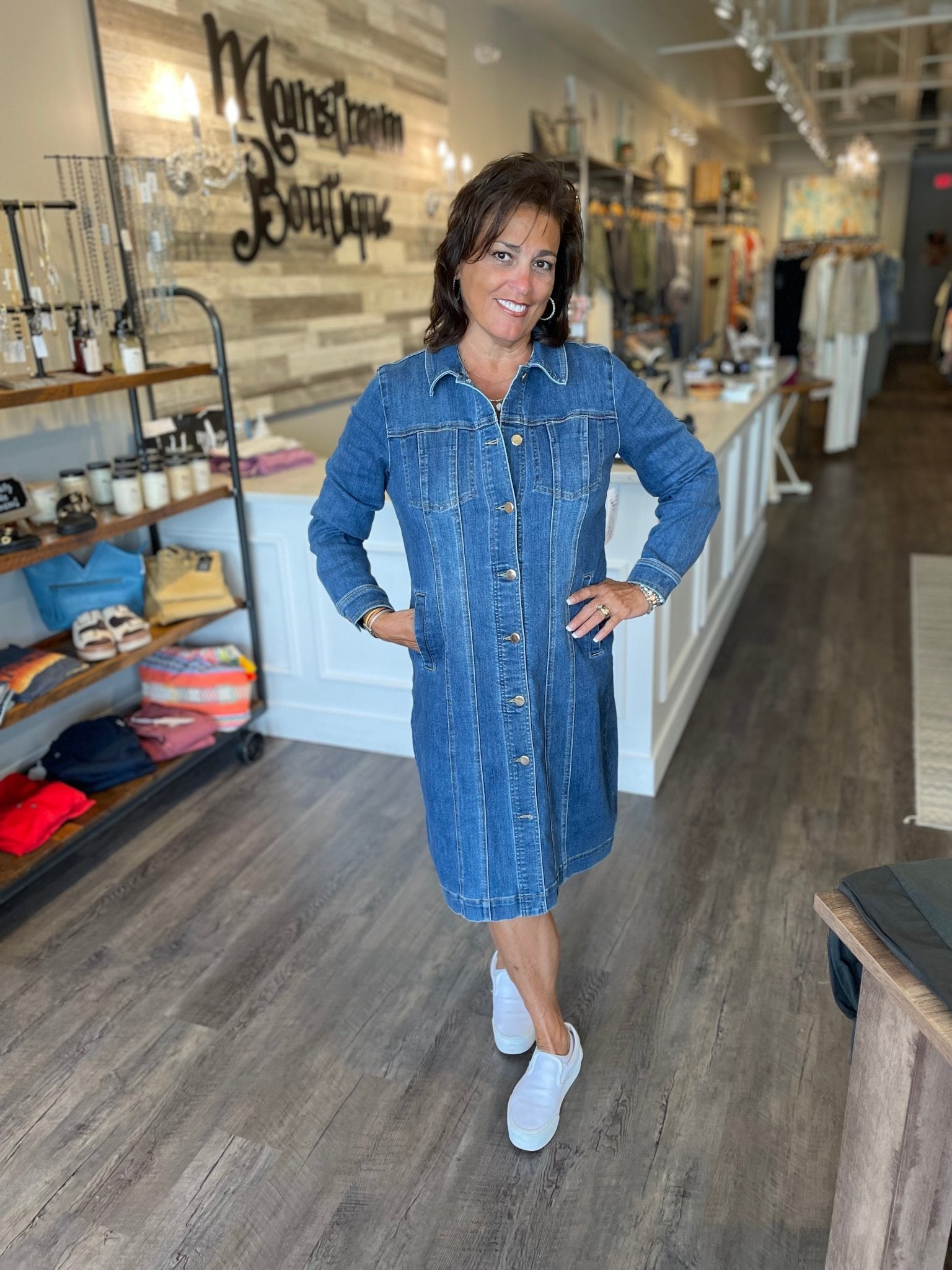 MB Long Denim Dress Jacket - HQ - Mainstream Boutique