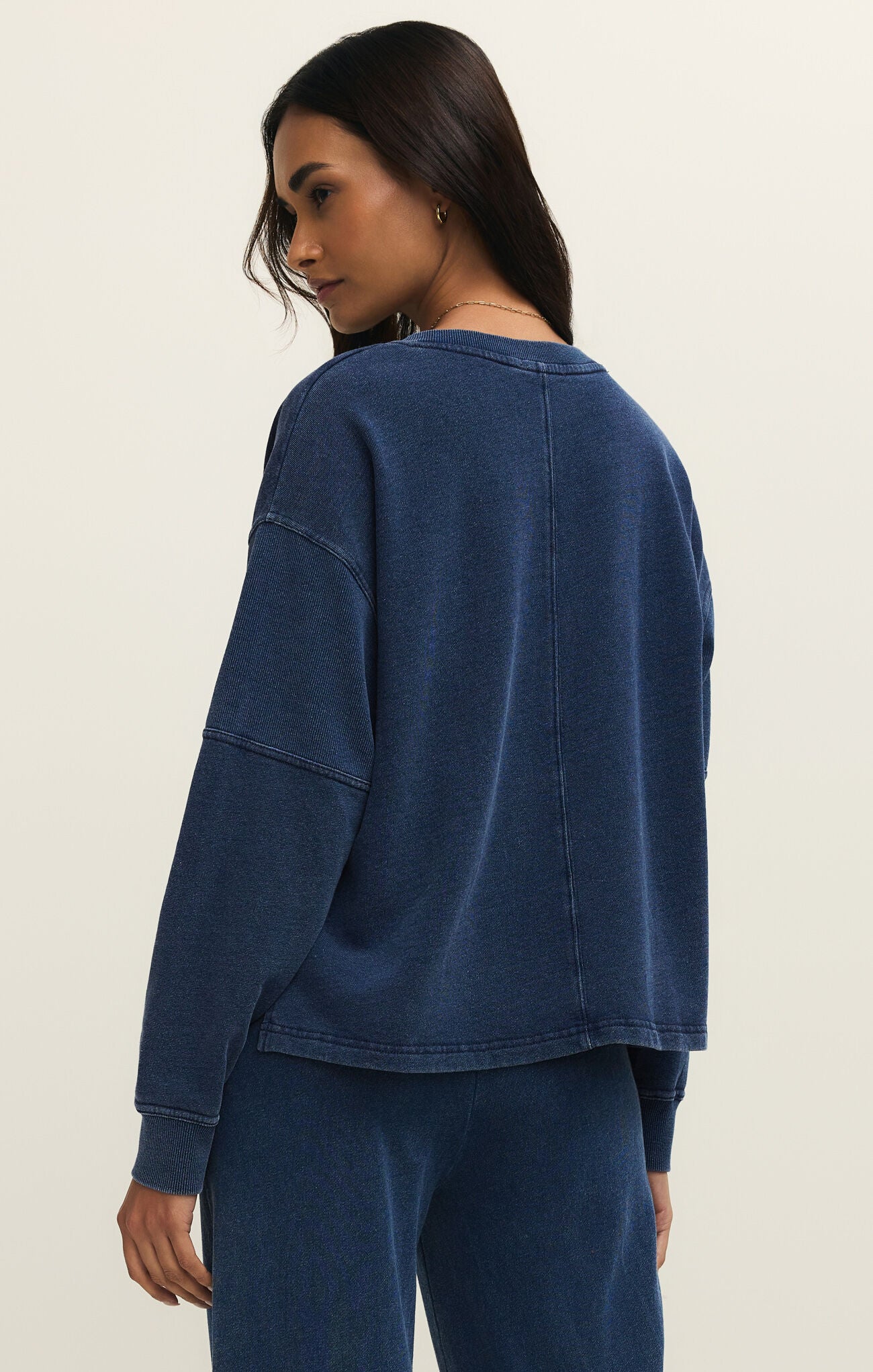 Delphine Knit Denim Sweatshirt - Mainstream Boutique