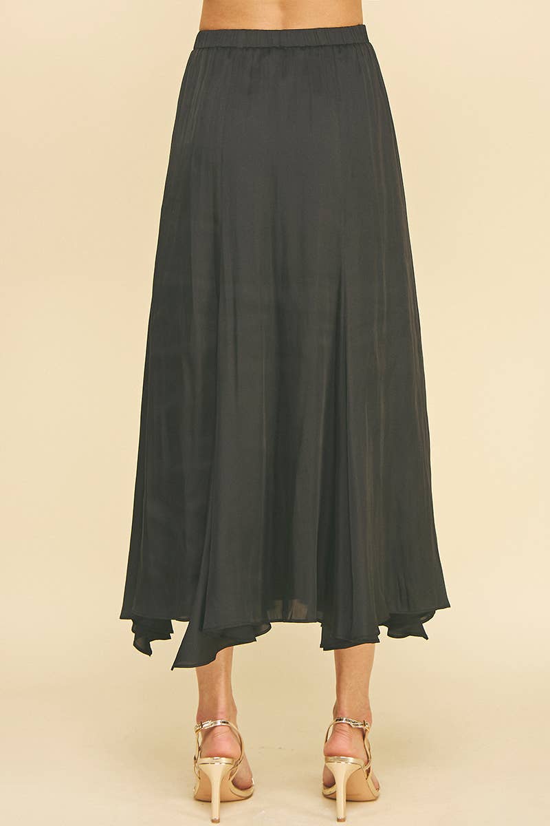 Pinch Woven Midi Skirt - Black - Mainstream Boutique