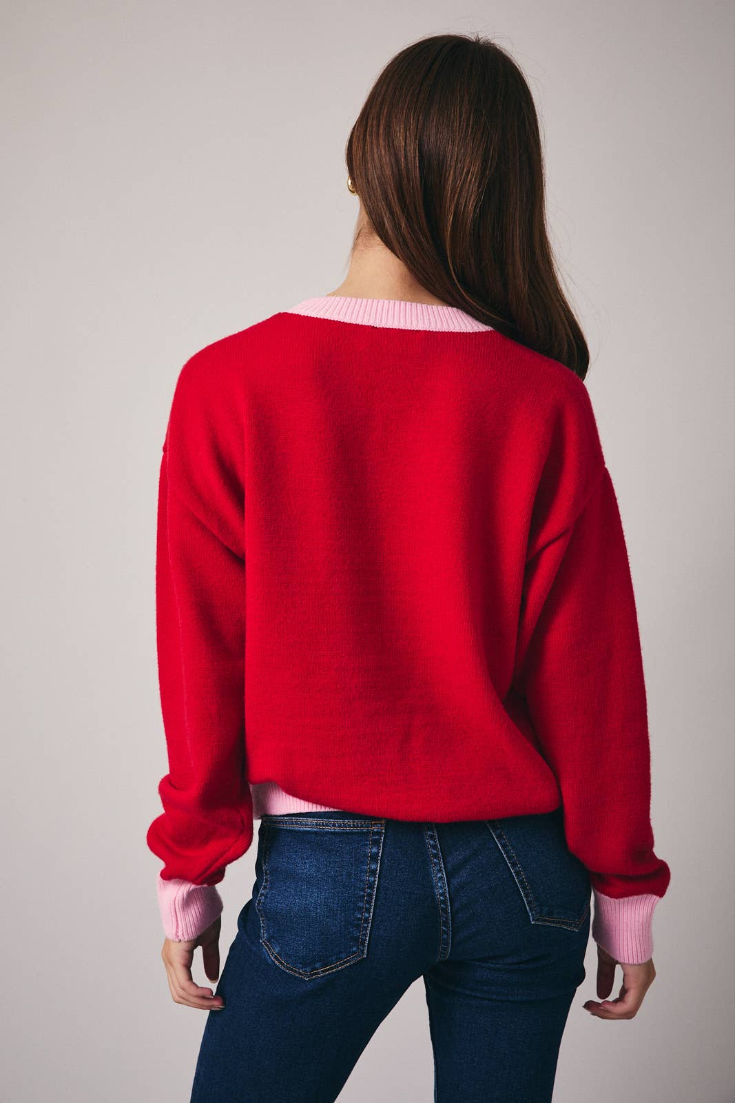 CREW NECK LONG SLEEVE "HEART" SWEATER - Mainstream Boutique