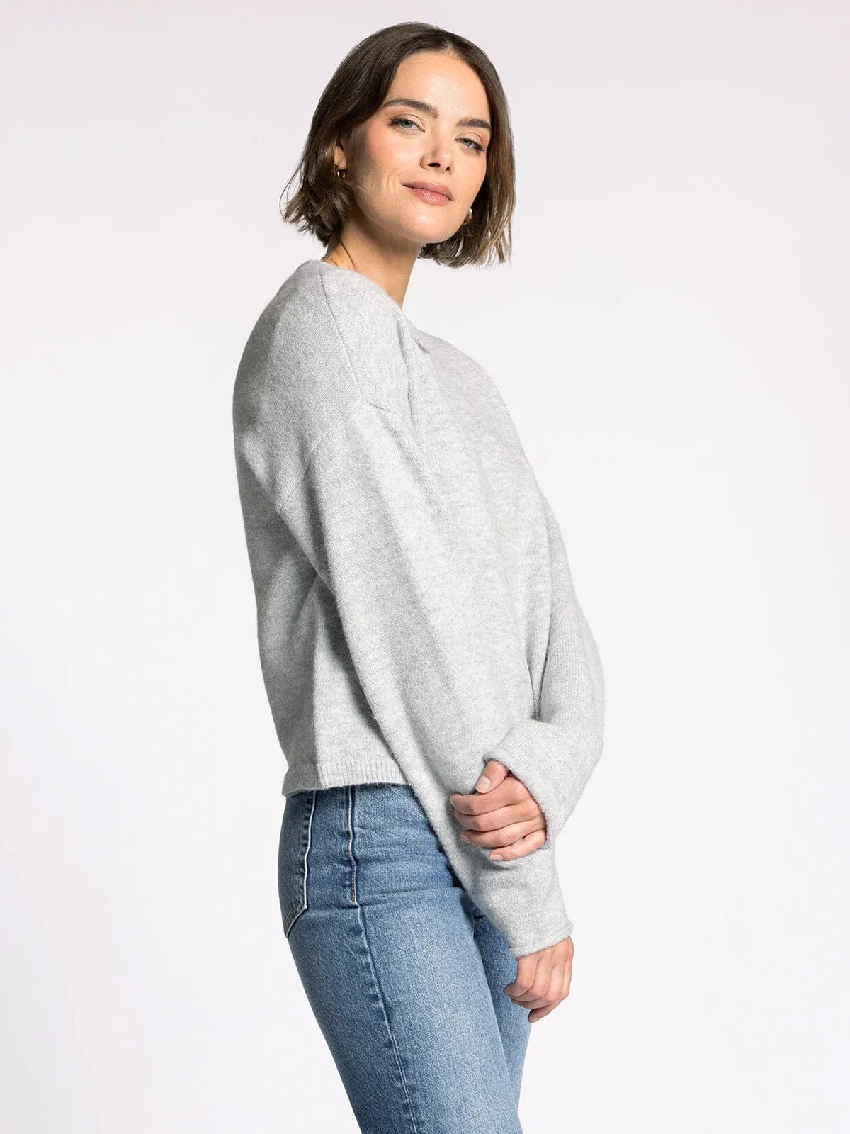 Rolled Hem Crew Neck Cardigan - Mainstream Boutique