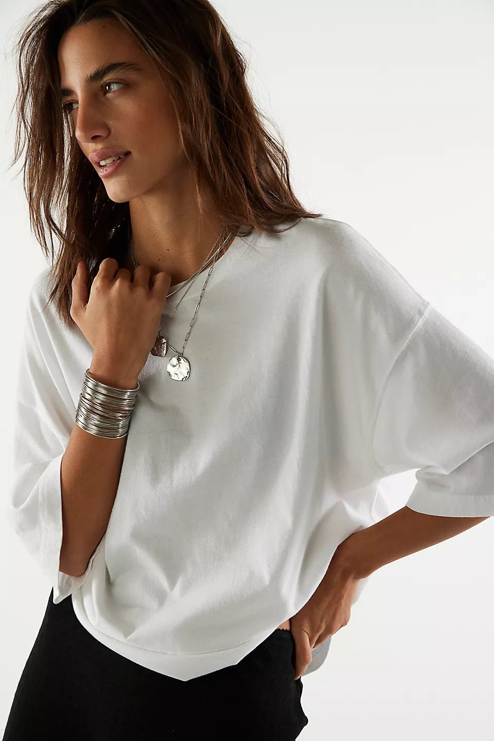 Free People Perfect Oversized Tee - White - Mainstream Boutique