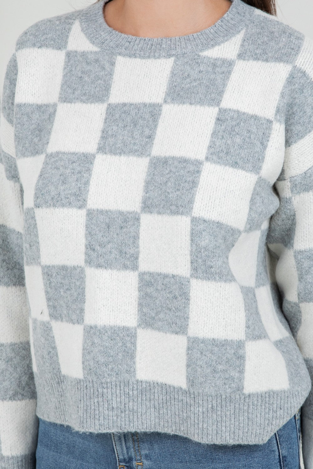Checkered Cozy Knit Sweater - Mainstream Boutique