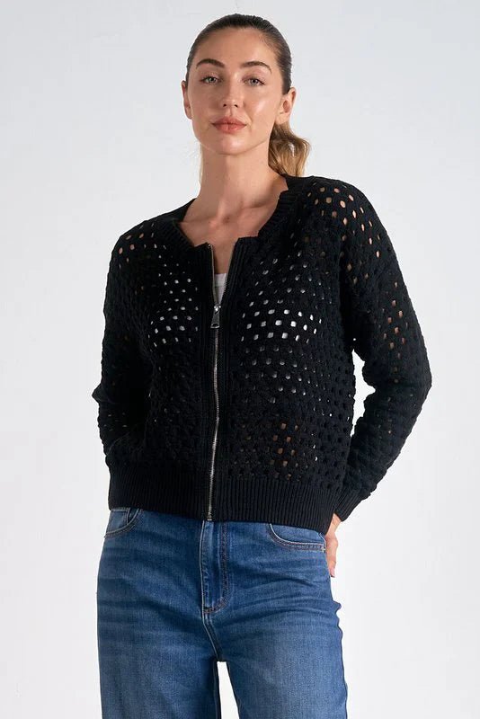 Sweater Cardigan Zip Up - Mainstream Boutique