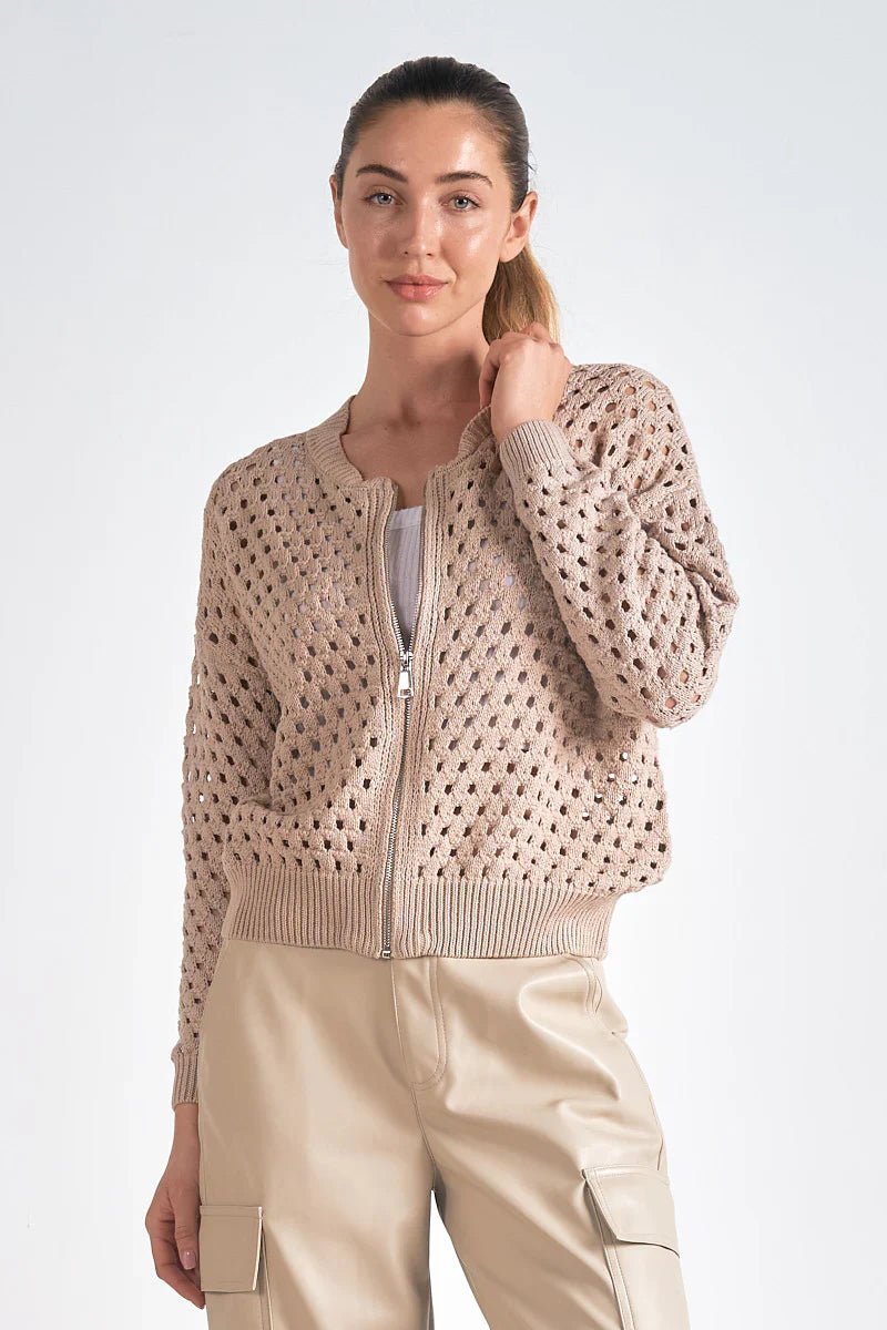 Sweater Cardigan Zip Up - Mainstream Boutique