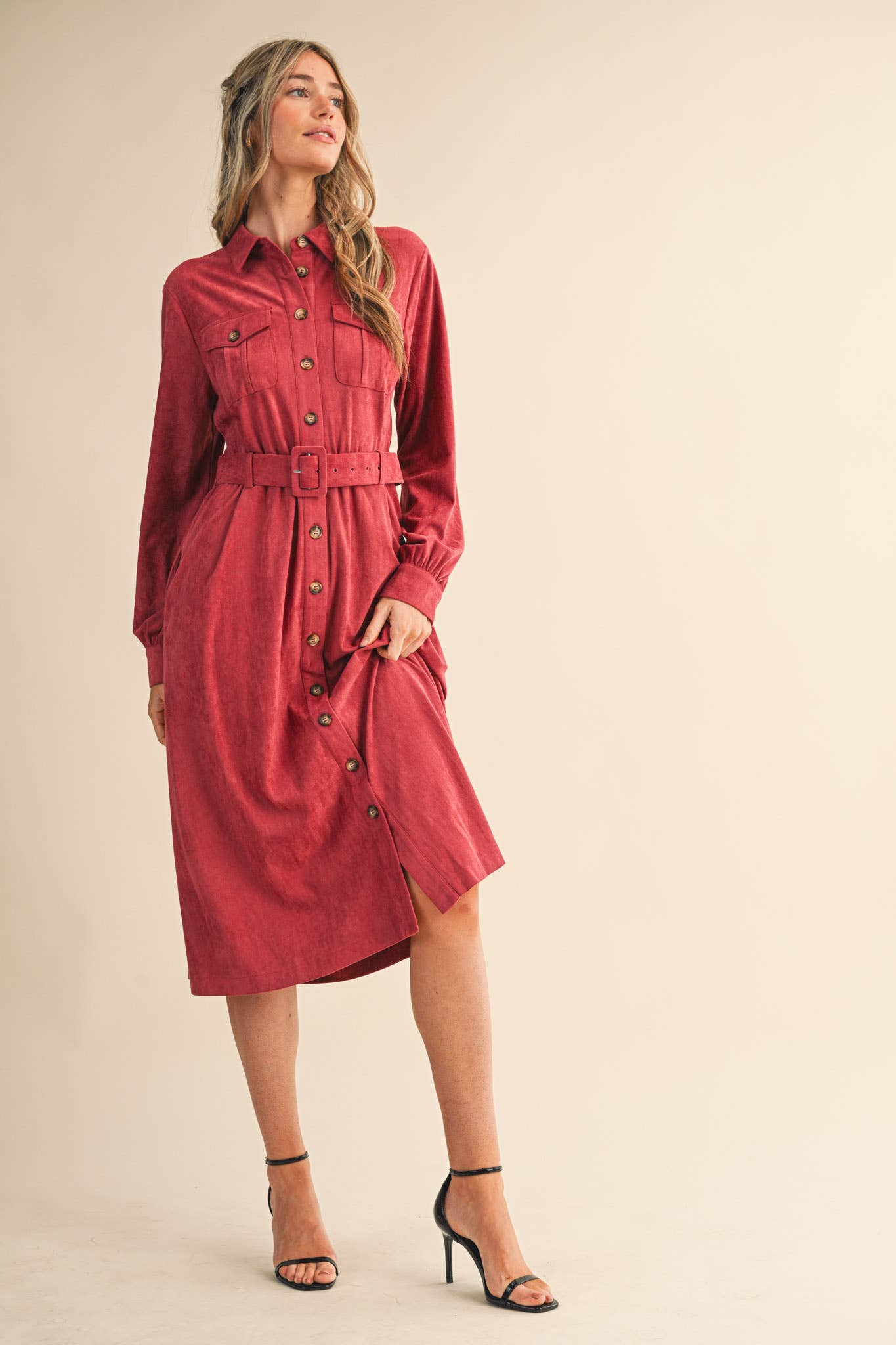 SUEDE SHIRT DRESS MDR4290 - Mainstream Boutique