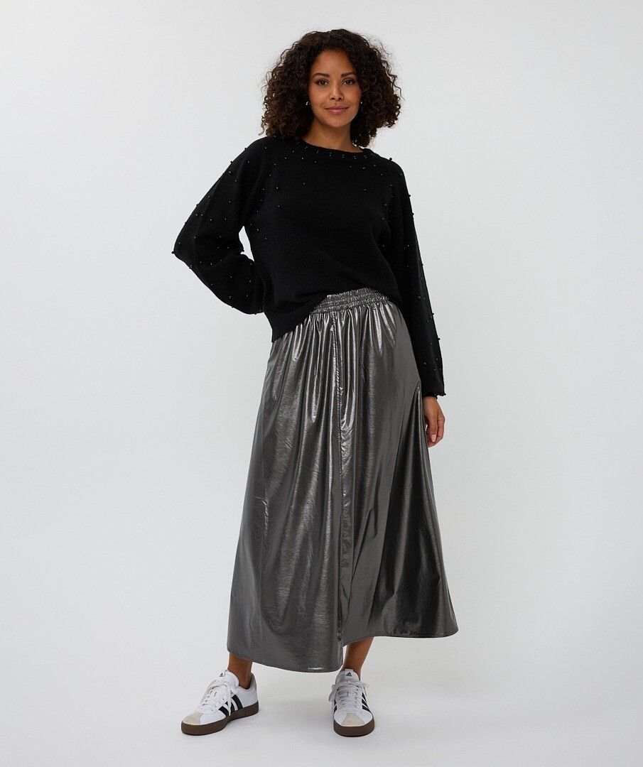 Skirt Long Metallic PU - Mainstream Boutique