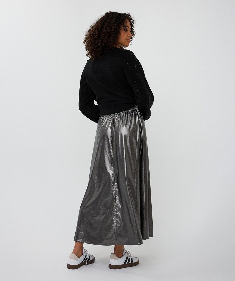 Skirt Long Metallic PU - Mainstream Boutique